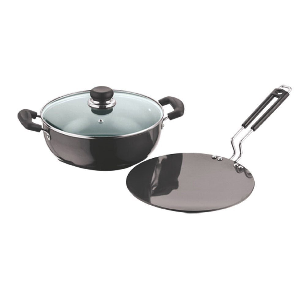 Vinod Black Pearl Tawa & Deep Kadai Set - 2 Pcs