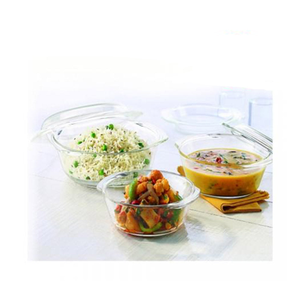 Borosil 0.7+1.0+1.5 Ltr Set Of 3 Round Casserole-IY22CAS3715