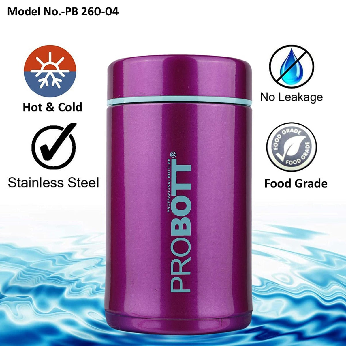 PROBOTT Thermosteel Vacuum Jar 260ml -Purple PB-260-04