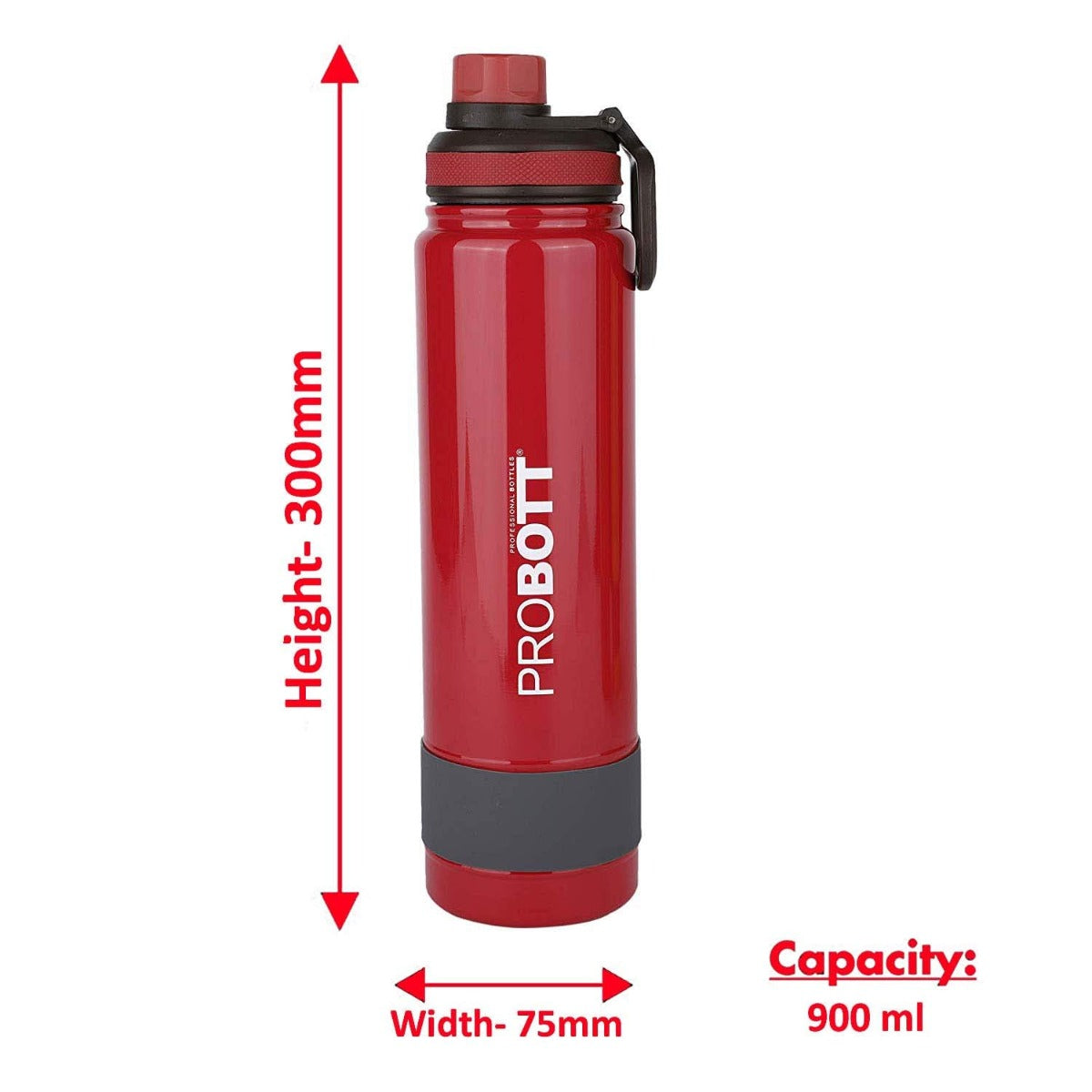 PROBOTT Stainless Steel Double Wall Vacuum Flask Rainbow Sports Bottle 900ml -Red (PB 900-02)