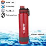 PROBOTT Stainless Steel Double Wall Vacuum Flask Rainbow Sports Bottle 900ml -Red (PB 900-02)