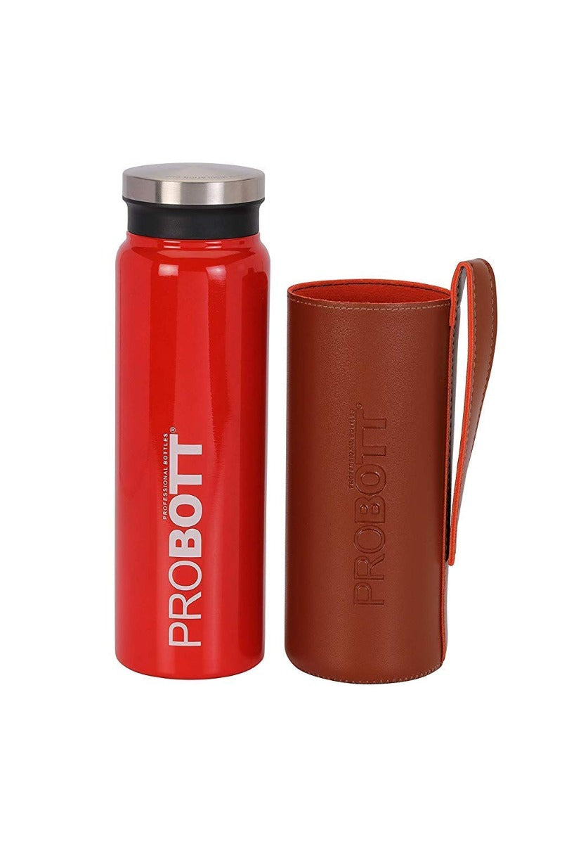 Probott Thermosteel Stainless Steel Bottle For Hot And Cool Water Vacuum Insulated 1 L (750 Ml, Red)