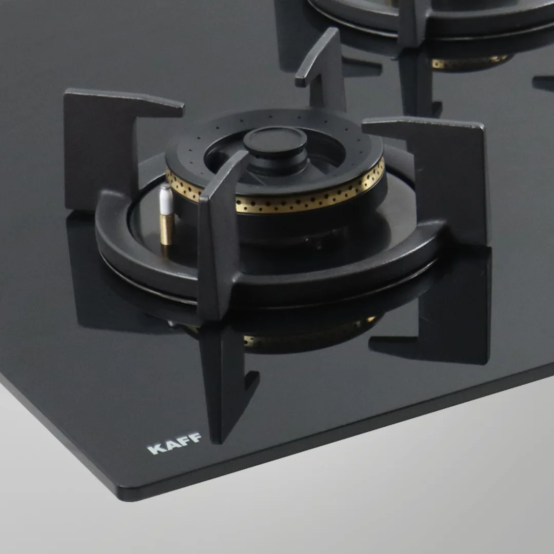 Kaff BZ 783 Built-In Hob, Auto Ignition 3 High Efficiency Forged Brass Burners Coated in Black