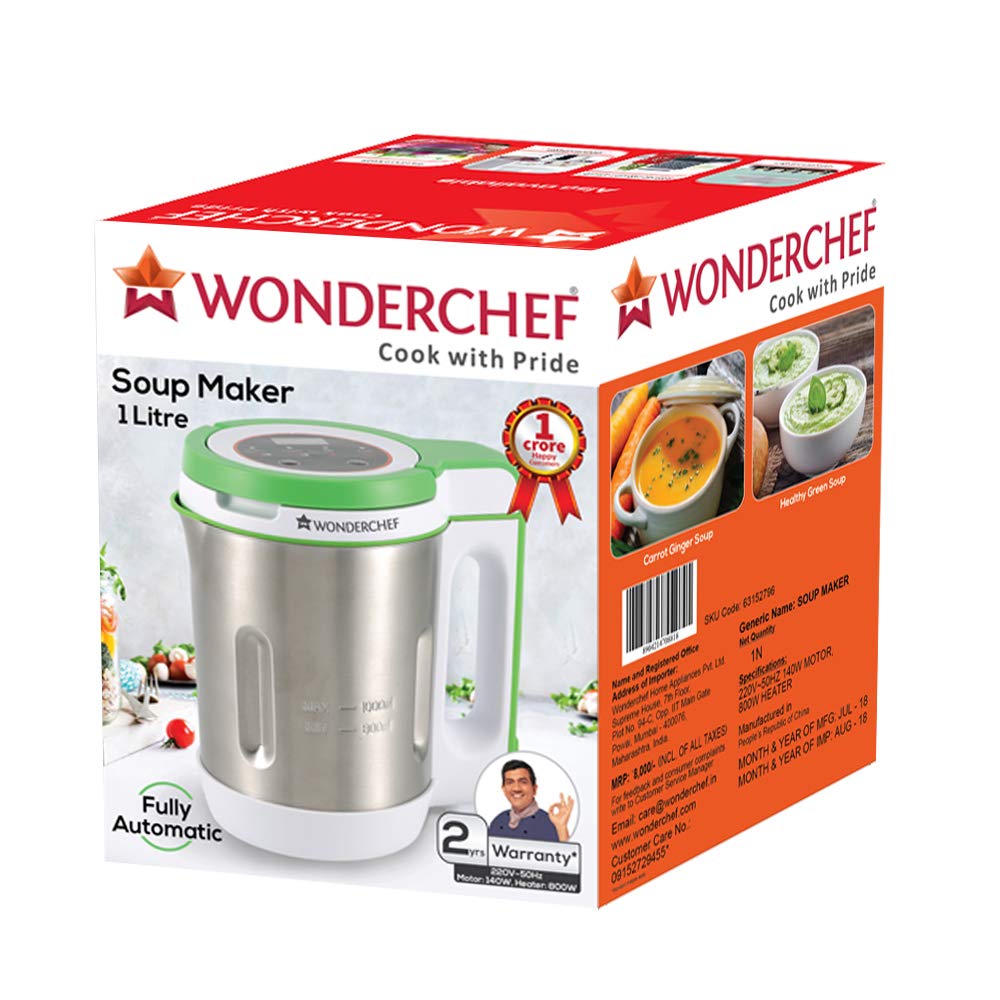 Wonderchef 800-Watt Soup Maker (Silver/Green)