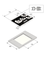 HG8843BGB1 4 Burner Gas Hob 80cm Black Glass 538.60.788