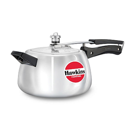 Hawkins Contura Pressure Cooker 5 Litre : HC50 with Hawkins Genuine 2 Gasket & 2 Safety Valve