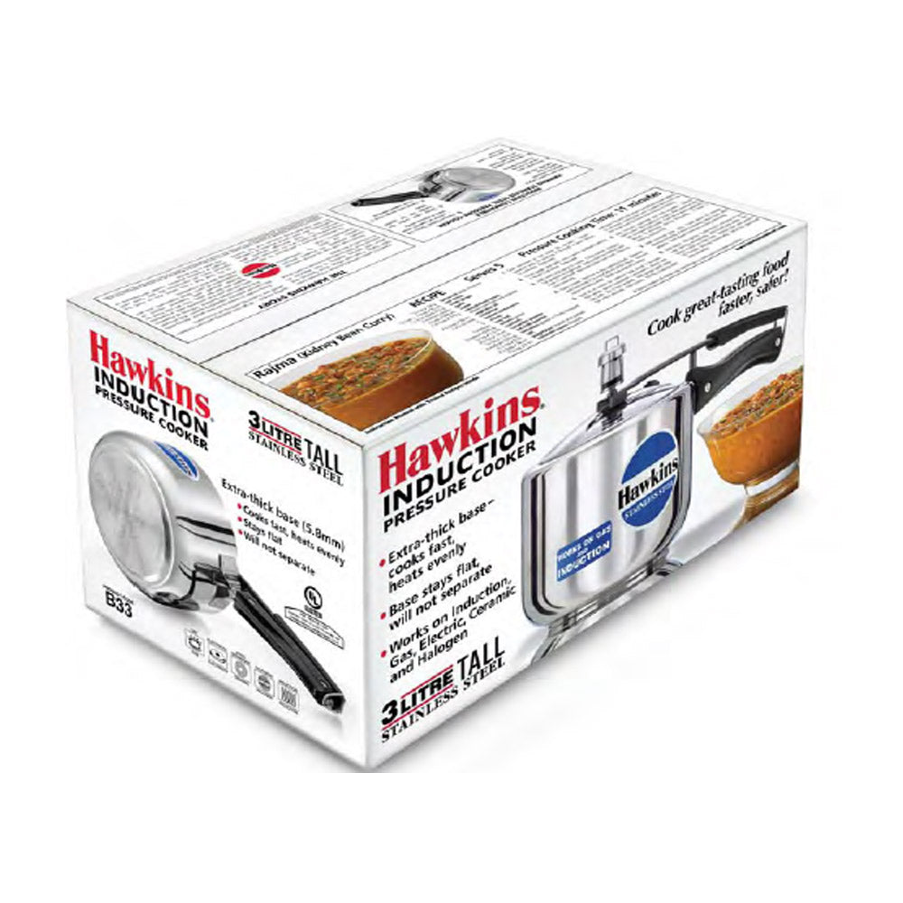 Hawkins Stainless Steel Pressure Cooker Stainless Steel 4 Ltr. HSS 40 with Hawkins Genuine 2 Gasket & 2 Safety Valve