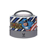 Vaya HomeStop Vaya Round Captain America Printed Lunch Box - 600 ml (Grey_Free Size)