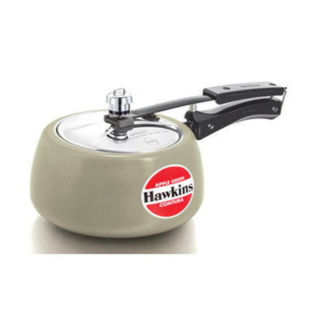 Hawkins Ceramic-Coated Contura Pressure Cooker Apple Green 3L: CAG30 with Hawkins Genuine 2 Gasket & 2 Safety Valve