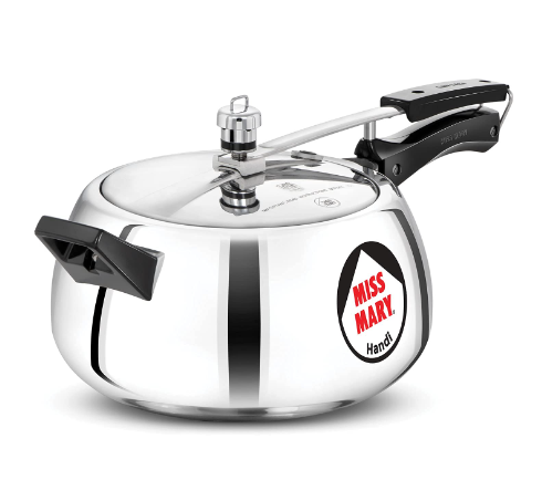 Hawkins 5 Litre Miss Mary Handi Pressure Cooker, Small Inner Lid, Silver MMH50