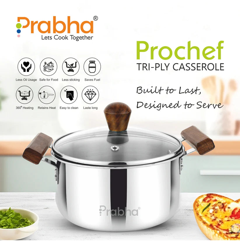 Prochef Casserole With Glass Lid – 3.2L, 20cm