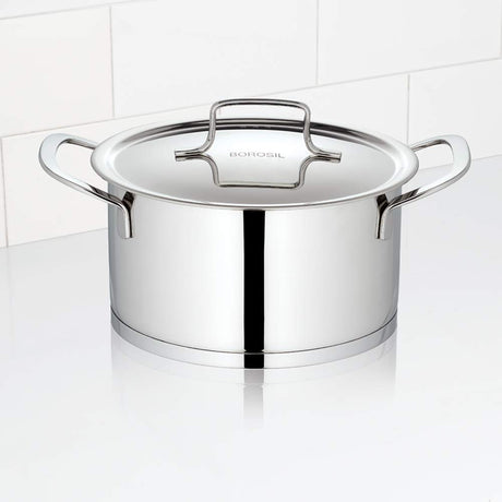 Borosil 1.6 L Stainless Steel Casserole Impact Bonded Tri-Ply Bottom (Silver )