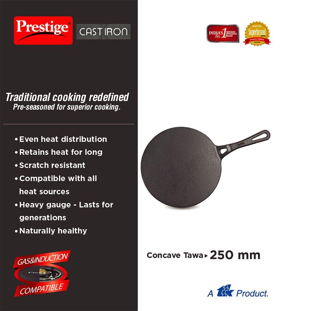 Prestige Cast Iron Concave Tawa 25cm (30556)