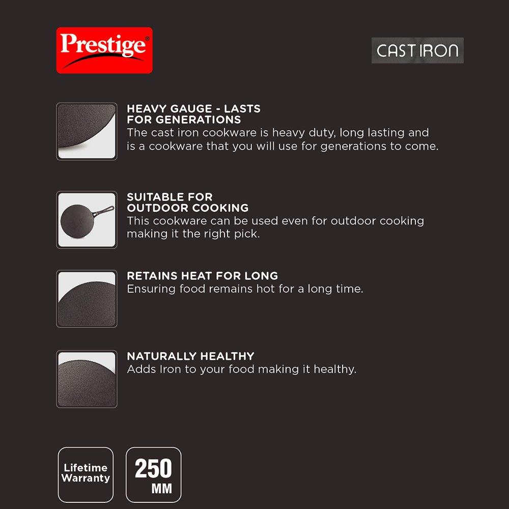 Prestige Cast Iron Concave Tawa 25cm (30556)