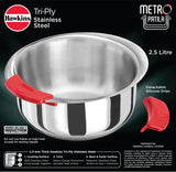 Hawkins Metro Patila Tri-Ply Stainless Steel Induction Safe With Silicone Grips 2.5 Litre (SSP25)