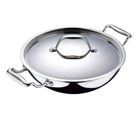 Bergner Argent Triply Stainless Steel Kadai with Lid 18 Cm (BG-6347)