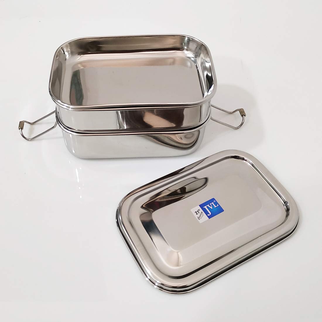 JVL Stainless Steel Double Layer Lunch Box, Silver