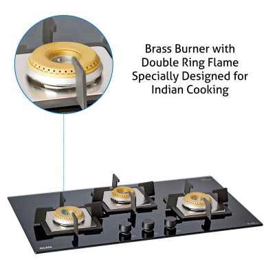 Glen 3 Burner Built-in Glass Hob 1073 SQ INBB