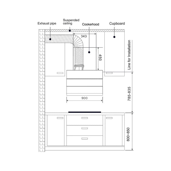 Teresa Neo I-90 90 cm Wall Mounted Chimney – Auto Sense Technology, 1500 m³/hr Suction, Smart Heat Auto Clean, 534.84.523