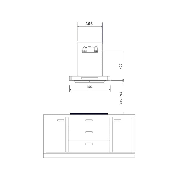 Wall Mounted Chimney TERESA T-75 BLDC (75 cm) 53484502