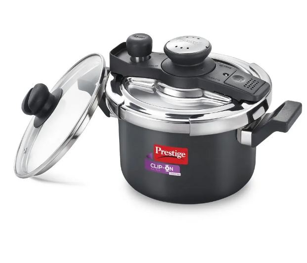 Prestige Clip-on Mini Svachh Hard Anodised Pressure Cooker with Glass lid 3 Litre 20240