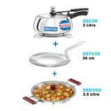 Hawkins Combo S. S. Contura Pressure cooker, Triply tava and Deep Fry Pan