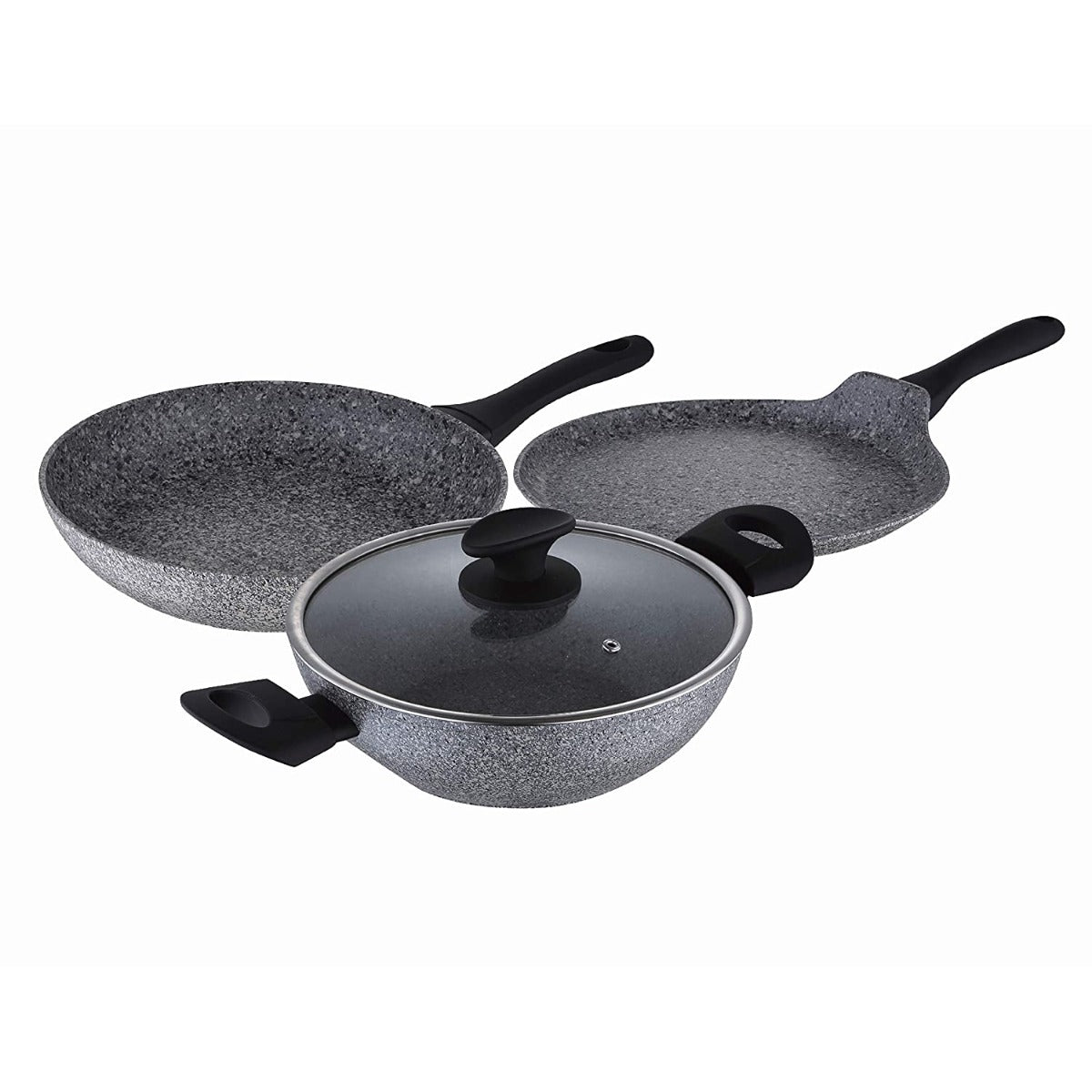 Bergner Granito Mineralia Forged Aluminium Non Stick Cookware Set 4 Pcs - BG-30165 (Grey)