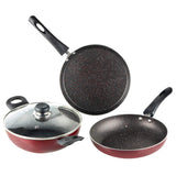 Vinod Non-Stick Supreme Induction Friendly Cookware Set, 3pcs, Garnet Metallic  (3-SUP)