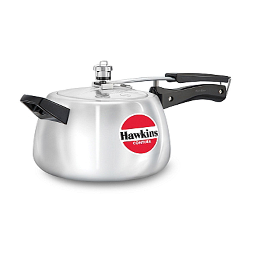 Hawkins Contura Pressure Cooker 4 Litre: HC40 with Hawkins Genuine 2 Gasket & 2 Safety Valve