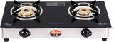 Suryaflame Regal Series 2 Burners Stainless Steel Black Glass Cooktop (Mannual Burner Gas Stove)