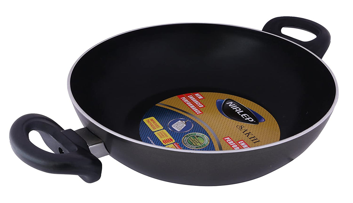 Nirlep Non Stick Fry Pan 24 Cm & Kadhai 24 Cm with Lid Set , 2.5 mm-IRGS 05