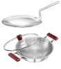 Hawkins Triply 3 mm Stainless Steel Deep Fry Pan, Tawa 26 cm and Kadhai 2.5 LTR with Lid Set