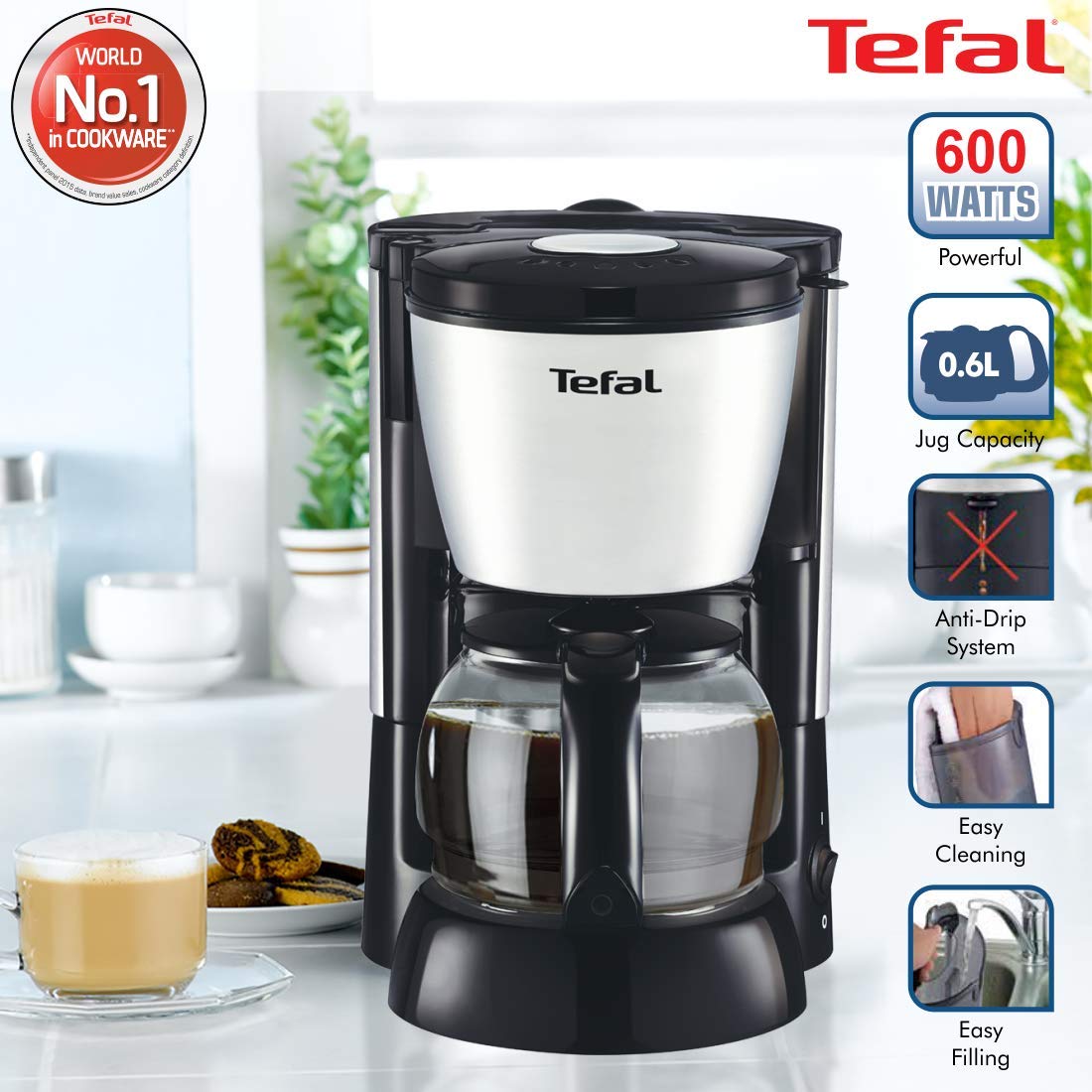 Tefal APPRECIA COFFEE MAKER 0.6 Liters, Metallic Grey