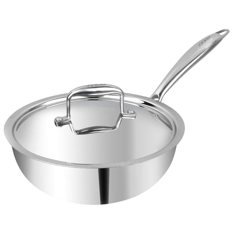 Vinod Platinum Triply Stainless Steel Deep Frypan with Lid- 22cm (PTDF22)