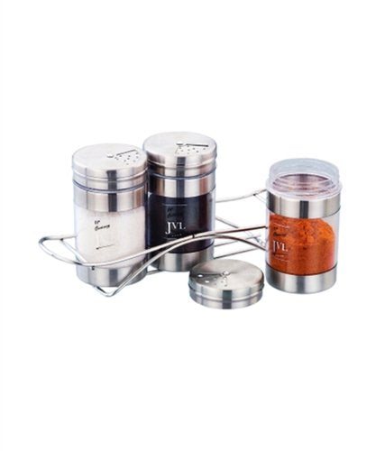 JVL Stainless Steel Twister Spice Canister -100 ml, 2 Pieces, Silver (TSP-3G )