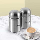 High Dome Stainless Steel Tea Sugar Containers Set of 2 - 350ml