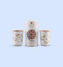 (Auspiciously Healthy) Copper Glass Set of 2 Printed 250 ML