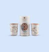 (Auspiciously Healthy) Copper Glass Set of 2 Printed 250 ML