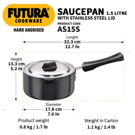 Hawkins Futura Hard Anodised Sauce Pan with Lid