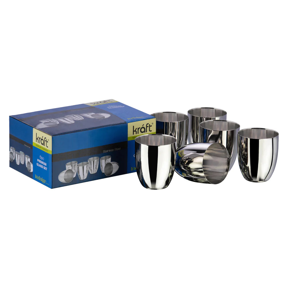 Premium Stainless Steel Glass Set of 6-350ml Each