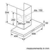 Bosch Chimney Serie 4 wall-mounted cooker hood 90 cm flat black DWB098G60I