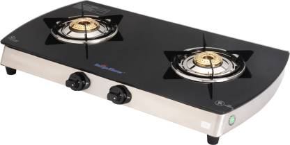 Suryaflame Curve Series 2B Black SS Glass CookTop (Mannual Burner) (2 Burners)