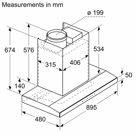 Bosch Series 4 Wall Mounted Chimney DWEA98H60I 90 cm