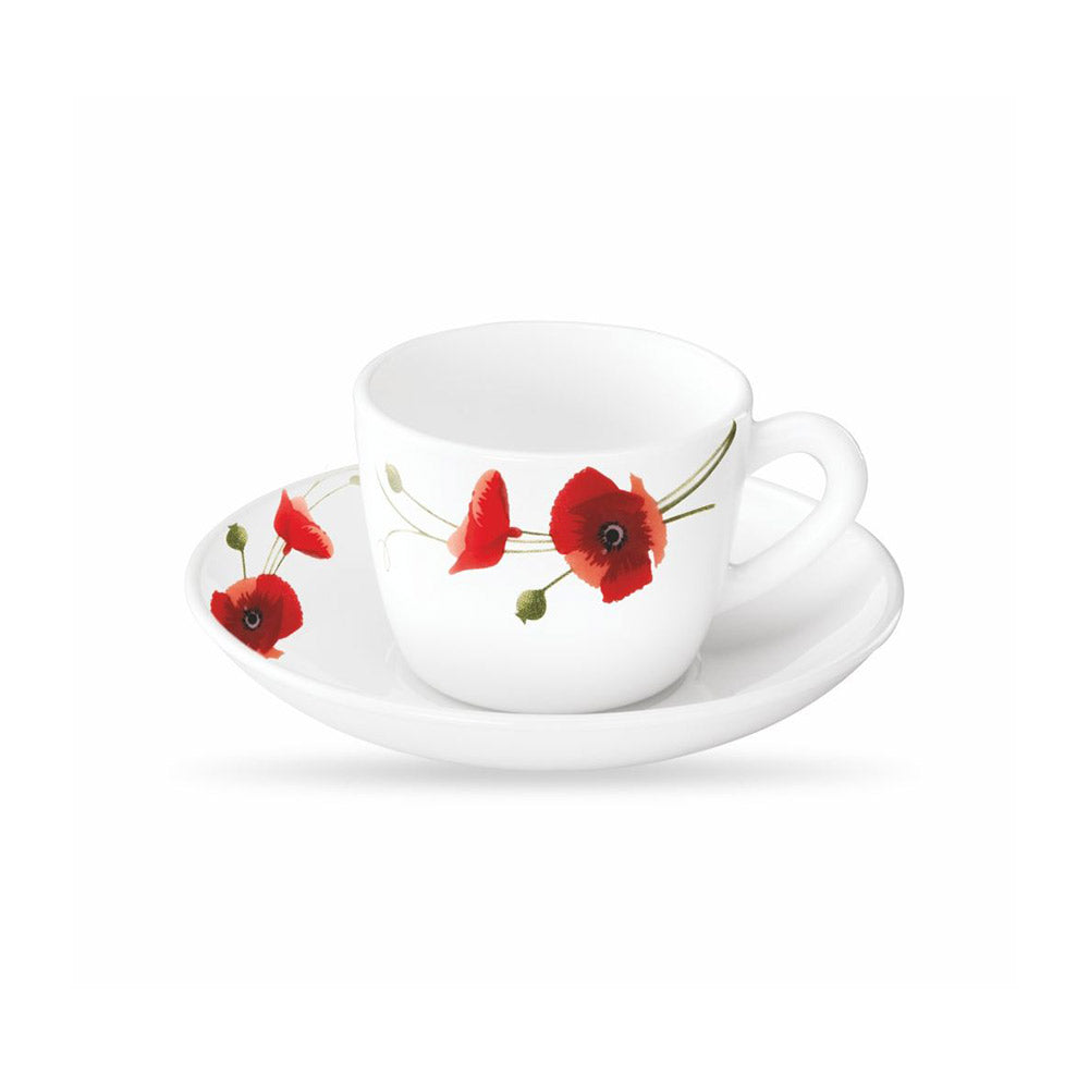 Borosil Red Carnation Cup & Saucer Set