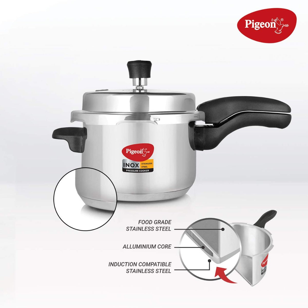 Buy Pigeon Inox Stainless Steel Pressure Cooker 3 Litre at low price in India at Apnidukaan.com