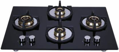 Whirlpool ELITE PRO BRASS HYBRID 704 MT Glass Automatic Hob, 4 Burners