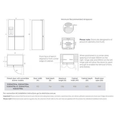 Electrolux EQE6879A-BNIN 680L UltimateTaste 900 french door refrigerator