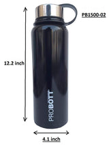 Probott 1500 ml Thermosteel Thermos Flask Water Bottle with Filter and Leather Cover  Black-PB1500-02