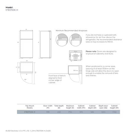 Electrolux ETB3700K-H XIN 360L UltimateTaste 300 top freezer refrigerator