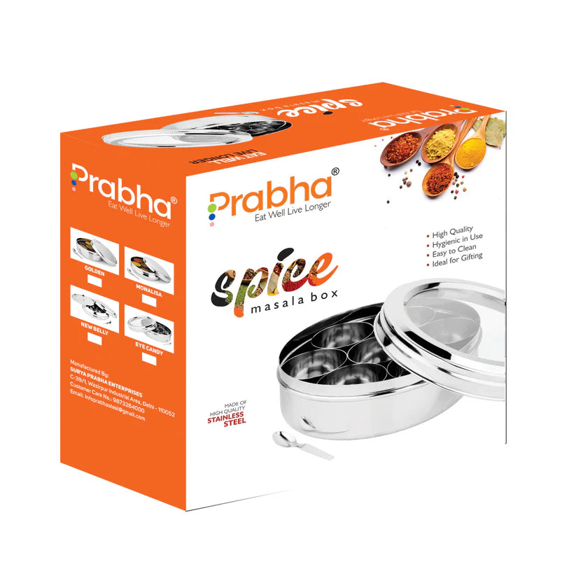 Stainless Steel Eye Candy Spice Box, See Through Glass Lid